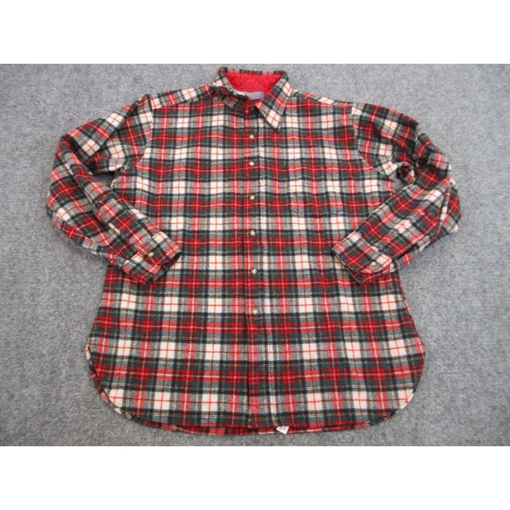 VINTAGE Pendleton Shirt Mens Extra Large Red Plaid Wool Button‎ Up Outdoors